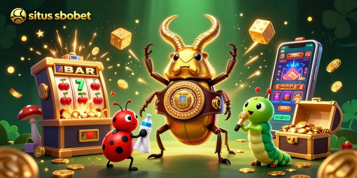 Experience thrilling moments at situs sbobet with a dynamic illustration of characters and casino elements.