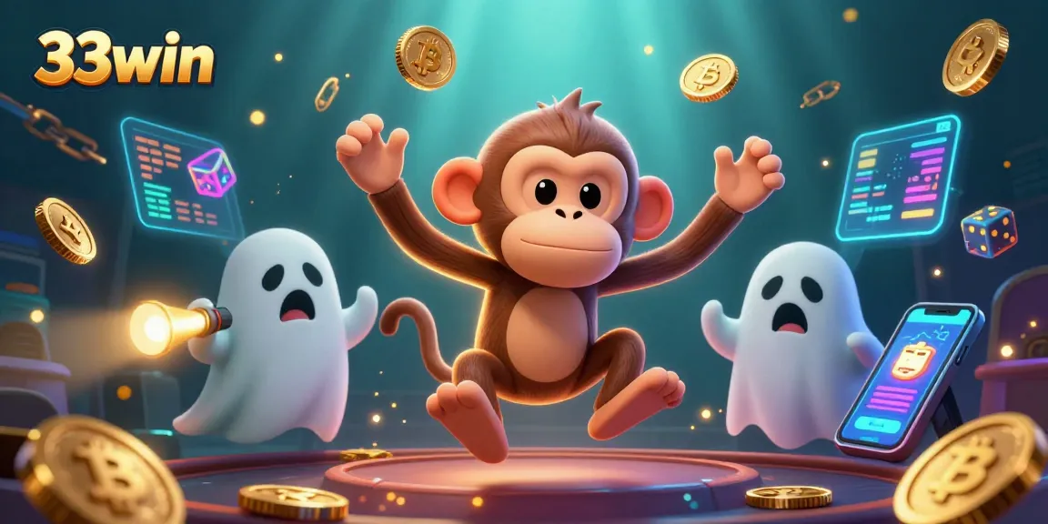 Explore exciting 33win casino with lively characters in a haunted casino atmosphere.