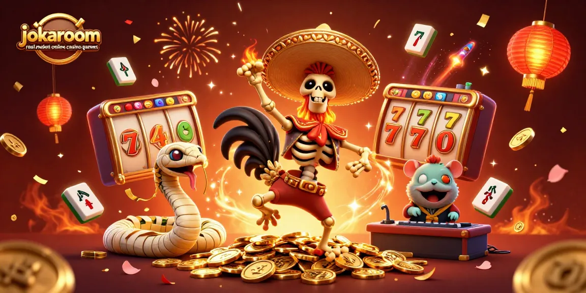 Celebrate with the vibrant jokaroom real money online casino games featuring dynamic characters and casino elements.