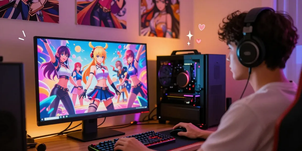 Player enjoying an ecchi simulator with colorful graphics and immersive atmosphere.