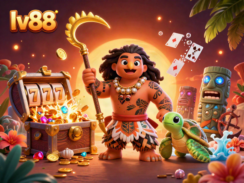 Engage with exciting gaming action at lv88, showcasing vibrant slot machines and colorful characters.