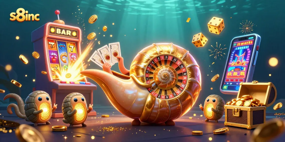Engage in thrilling slot games and casino experiences at s8inc, illustrated with vibrant 3D characters and jackpots.
